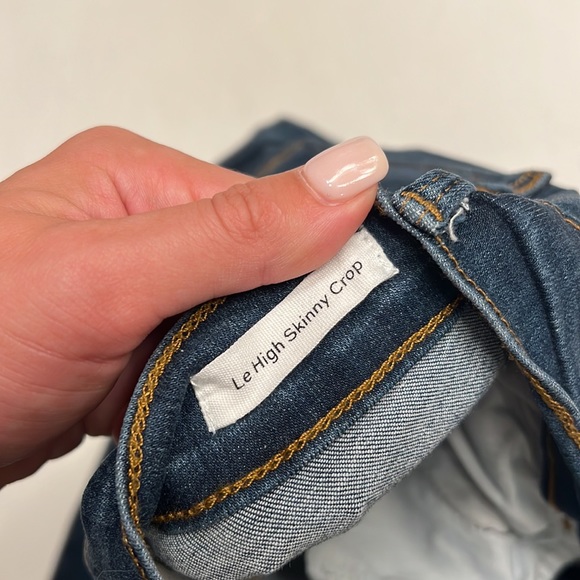 🔵 FRAME Le High Skinny Crop Blue Raw Edge Skinny Jeans - Picture 6 of 8